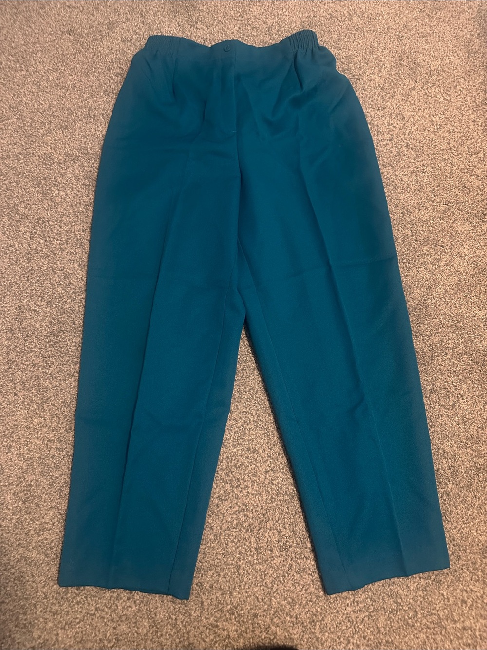Women's Teal Straight-Leg Trousers with Elastic Waist